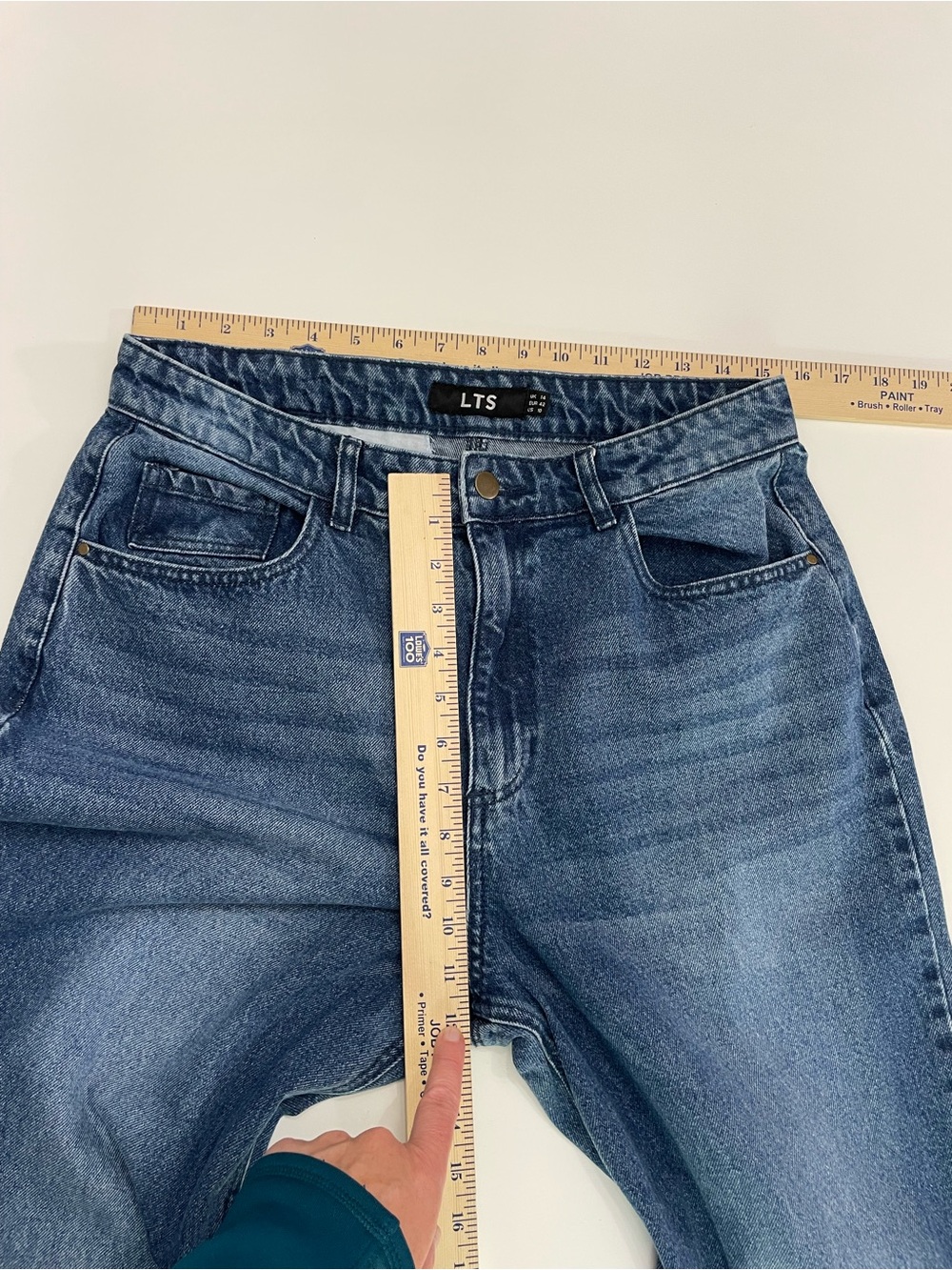Long Tall Sally Wide Leg Denim Jeans Med Blue Wash Size 10 Inseam 35" - Picture 8 of 10